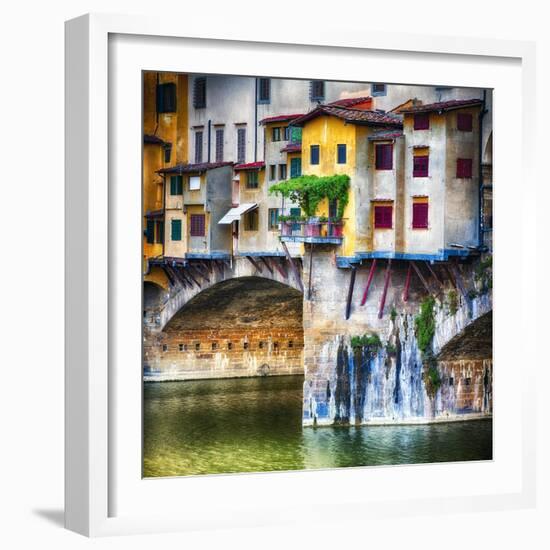 Small Balcony on Ponte Vecchio, Florence, Italy-George Oze-Framed Photographic Print