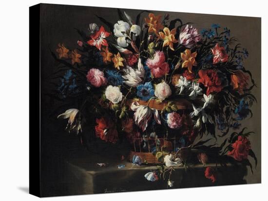 Small Basket of Flowers, 1671-Juan de Arellano-Stretched Canvas