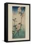 Small Bird on a Branch of Kaidozakura (Kaido Ni Shokin)-Ando Hiroshige-Framed Stretched Canvas