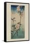 Small Bird on a Branch of Kaidozakura (Kaido Ni Shokin)-Ando Hiroshige-Framed Stretched Canvas