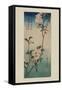 Small Bird on a Branch of Kaidozakura (Kaido Ni Shokin)-Ando Hiroshige-Framed Stretched Canvas