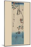 Small Bird on a Branch of Kaidozakura (Kaido Ni Shokin)-Ando Hiroshige-Mounted Art Print