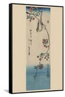 Small Bird on a Branch of Kaidozakura (Kaido Ni Shokin)-Ando Hiroshige-Framed Stretched Canvas