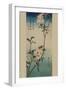 Small Bird on a Branch of Kaidozakura.-Ando Hiroshige-Framed Art Print
