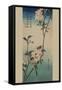 Small Bird on a Branch of Kaidozakura.-Ando Hiroshige-Framed Stretched Canvas