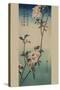 Small Bird on a Branch of Kaidozakura.-Ando Hiroshige-Stretched Canvas