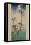 Small Bird on a Branch of Kaidozakura.-Ando Hiroshige-Framed Stretched Canvas