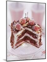 Small Black Forest Gateau, Slices Taken-null-Mounted Photographic Print