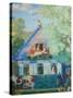 Small Blue House, 1920-Boris Michaylovich Kustodiev-Stretched Canvas