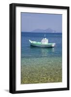 Small Boat Anchored Offshore, the Island of Atokos Visible on Horizon, Kioni-Ruth Tomlinson-Framed Photographic Print