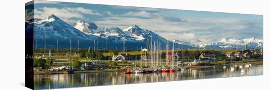 Small Boat Harbor and Snow Capped Mountains around Ushuaia, Tierra Del Fuego Province, Argentina-null-Stretched Canvas