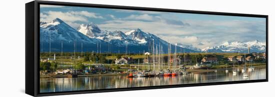 Small Boat Harbor and Snow Capped Mountains around Ushuaia, Tierra Del Fuego Province, Argentina-null-Framed Stretched Canvas