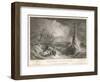 Small Boat in a Rough Sea Sails Perilously Near Smeaton's Third Eddystone Lighthouse Near Plymouth-R. Wallis-Framed Art Print