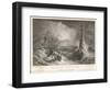 Small Boat in a Rough Sea Sails Perilously Near Smeaton's Third Eddystone Lighthouse Near Plymouth-R. Wallis-Framed Art Print