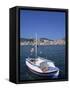 Small Boat in Harbour on Poros, Saronic Islands, Greek Islands, Greece, Europe-Lightfoot Jeremy-Framed Stretched Canvas