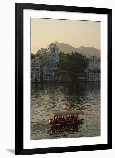 Small boat on Lake Pichola, Udaipur, Rajasthan, India.-Inger Hogstrom-Framed Premium Photographic Print