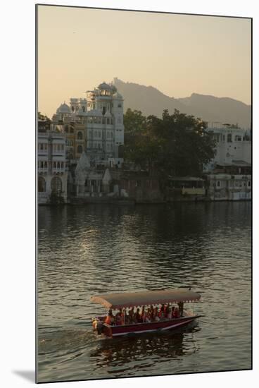 Small boat on Lake Pichola, Udaipur, Rajasthan, India.-Inger Hogstrom-Mounted Premium Photographic Print