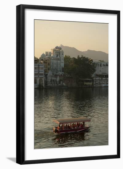 Small boat on Lake Pichola, Udaipur, Rajasthan, India.-Inger Hogstrom-Framed Photographic Print