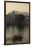 Small boat on Lake Pichola, Udaipur, Rajasthan, India.-Inger Hogstrom-Framed Premium Photographic Print