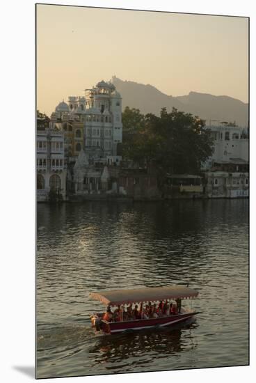 Small boat on Lake Pichola, Udaipur, Rajasthan, India.-Inger Hogstrom-Mounted Premium Photographic Print