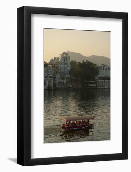 Small boat on Lake Pichola, Udaipur, Rajasthan, India.-Inger Hogstrom-Framed Photographic Print