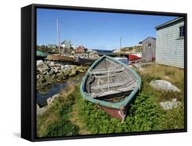 Small Boat on Land in the Lobster Fishing Community, Peggys Cove, Nova Scotia, Canada-Ken Gillham-Framed Stretched Canvas