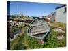 Small Boat on Land in the Lobster Fishing Community, Peggys Cove, Nova Scotia, Canada-Ken Gillham-Stretched Canvas