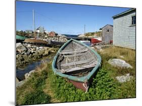 Small Boat on Land in the Lobster Fishing Community, Peggys Cove, Nova Scotia, Canada-Ken Gillham-Mounted Photographic Print