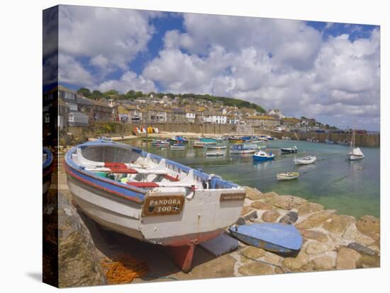 Small Boat on Quay and Small Boats in Enclosed Harbour at Mousehole, Cornwall, England-Neale Clark-Stretched Canvas