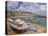 Small Boat on Quay and Small Boats in Enclosed Harbour at Mousehole, Cornwall, England-Neale Clark-Stretched Canvas