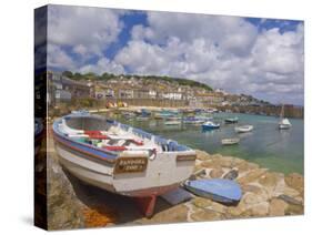Small Boat on Quay and Small Boats in Enclosed Harbour at Mousehole, Cornwall, England-Neale Clark-Stretched Canvas