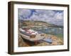 Small Boat on Quay and Small Boats in Enclosed Harbour at Mousehole, Cornwall, England-Neale Clark-Framed Photographic Print