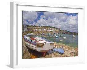 Small Boat on Quay and Small Boats in Enclosed Harbour at Mousehole, Cornwall, England-Neale Clark-Framed Photographic Print