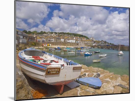 Small Boat on Quay and Small Boats in Enclosed Harbour at Mousehole, Cornwall, England-Neale Clark-Mounted Photographic Print