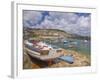 Small Boat on Quay and Small Boats in Enclosed Harbour at Mousehole, Cornwall, England-Neale Clark-Framed Photographic Print