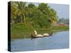 Small Boat on the Backwaters, Allepey, Kerala, India, Asia-Tuul-Stretched Canvas