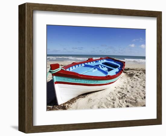 Small Boat on Tourist Beach the Mediterranean Sea, Djerba Island, Tunisia, North Africa, Africa-Dallas & John Heaton-Framed Photographic Print