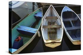 Small Boats Along Bar Harbor Pier, Mount Desert Island on the Atlantic Coast of Maine-null-Stretched Canvas