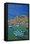 Small Boats at Anchor in Harbor, Portovenere, La Spezia, Italy-Terry Eggers-Framed Stretched Canvas