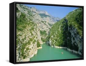 Small Boats in the River, Grand Canyon Du Verdon, Alpes-De-Haute Provence, Provence, France-Ruth Tomlinson-Framed Stretched Canvas