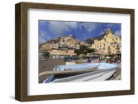 Small Boats on Beach, Positano, Costiera Amalfitana (Amalfi Coast), Campania, Italy-Eleanor Scriven-Framed Photographic Print