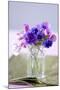 Small Bouquet with Cornflowers and Vetch on Green Silk-Brigitte Protzel-Mounted Photographic Print