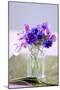 Small Bouquet with Cornflowers and Vetch on Green Silk-Brigitte Protzel-Mounted Photographic Print