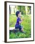 Small Boy Sitting On An Old Suitcase-conrado-Framed Photographic Print