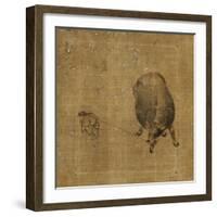 Small Boy Struggling to Lead a Waterbuffalo-null-Framed Giclee Print
