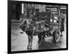 Small Boy Waits Patiently on a Donkey Cart in the Market Place at Kildare Co Kildare Ireland-null-Framed Photographic Print