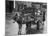 Small Boy Waits Patiently on a Donkey Cart in the Market Place at Kildare Co Kildare Ireland-null-Mounted Photographic Print