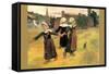 Small Breton Women-Paul Gauguin-Framed Stretched Canvas