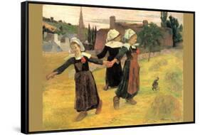 Small Breton Women-Paul Gauguin-Framed Stretched Canvas