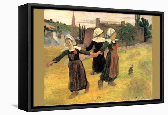 Small Breton Women-Paul Gauguin-Framed Stretched Canvas